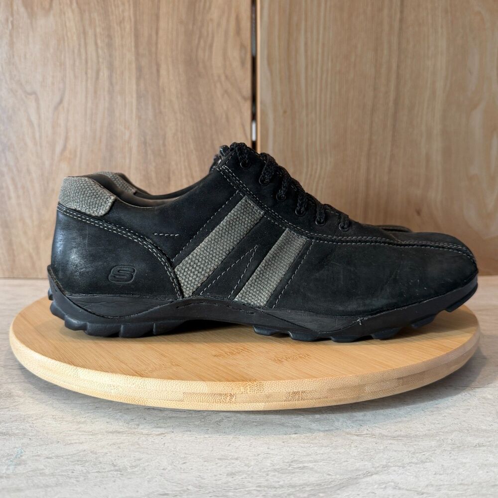 Skechers Casual Shoes Mens 10 Leather Oxford Lace-Up Sneaker Size 10 Black